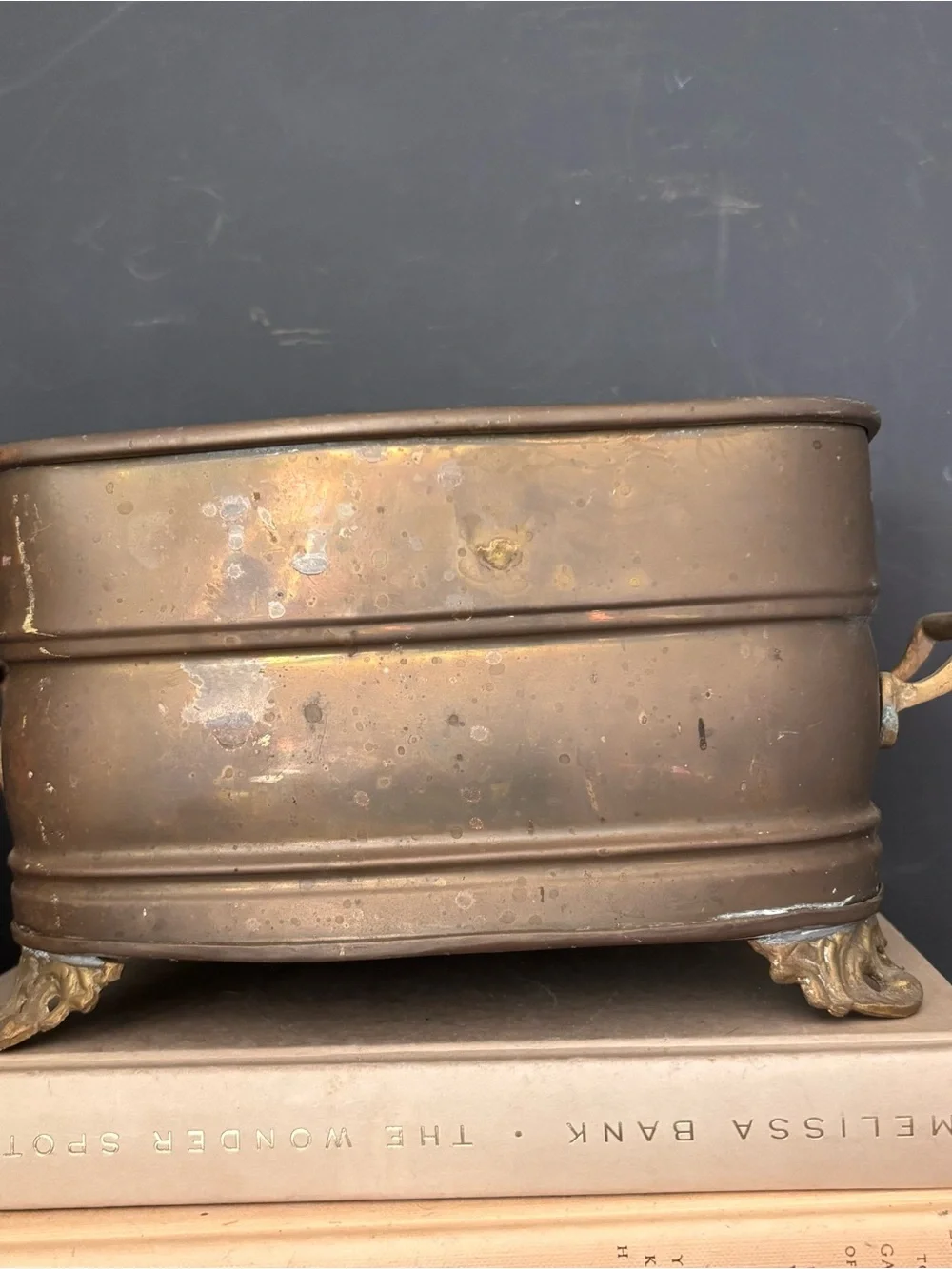 Vintage Brass Footed Planter - Brown Brass Finish - Picture 2 of 6